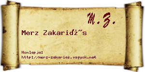 Merz Zakariás névjegykártya